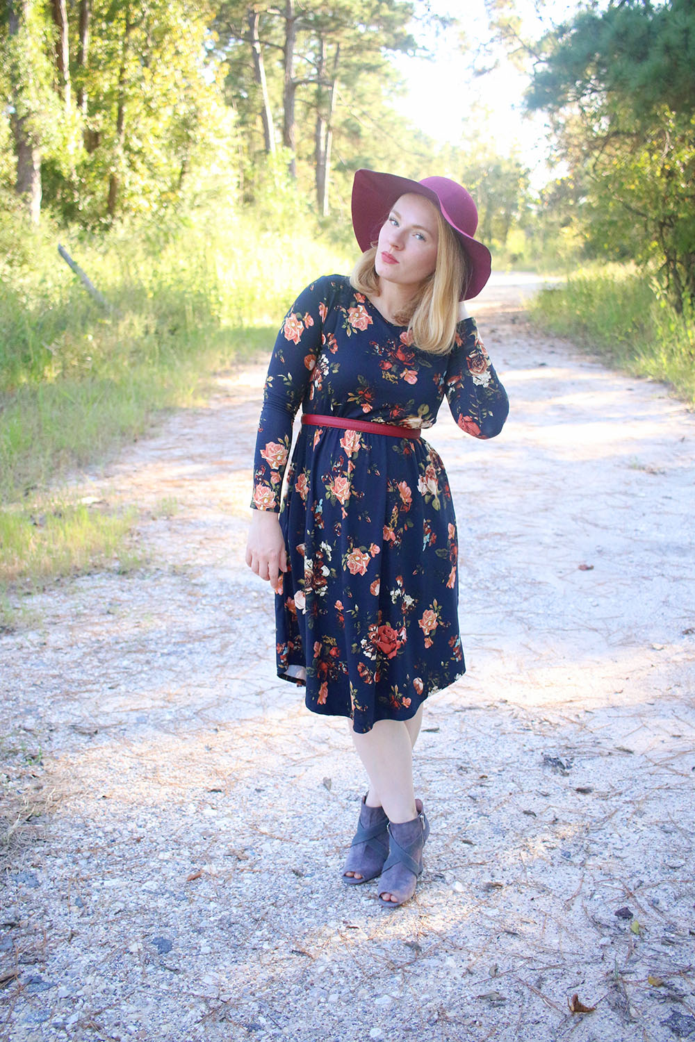 Dark Floral Dress + Booties | It's Pam Del