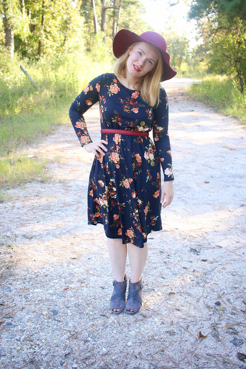 Dark Floral Dress + Booties | It's Pam Del