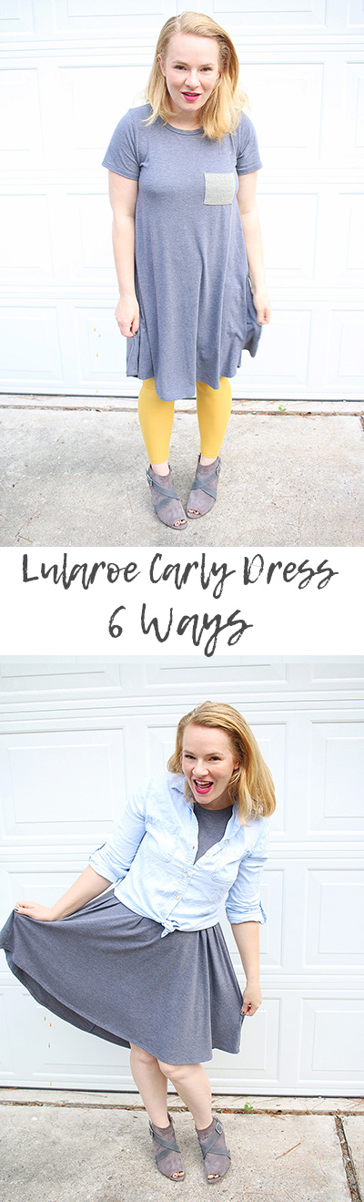 LulaRoe Carly Dress knotted 4 ways! Lots of fun ways to wear these