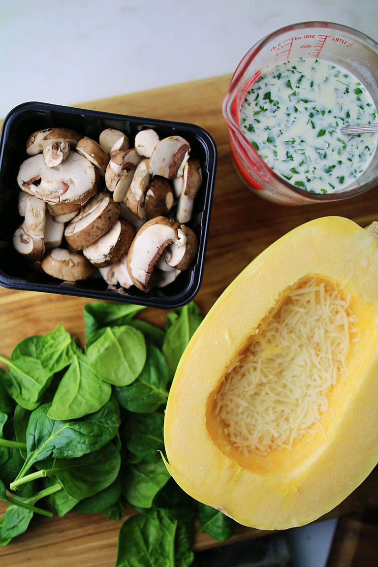 Creamy Mushroom & Spinach Spaghetti Squash Recipe | It's Pam Del
